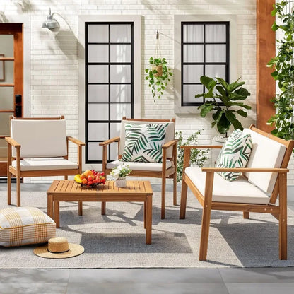 4-piece outdoor acacia wood patio set