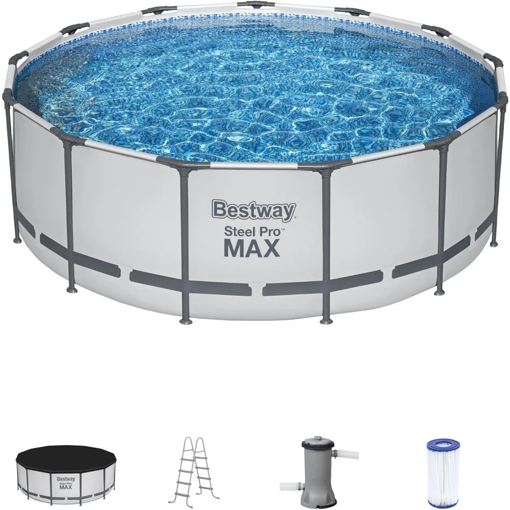 Round Metal Frame above Ground Outdoor Swimming Pool Set