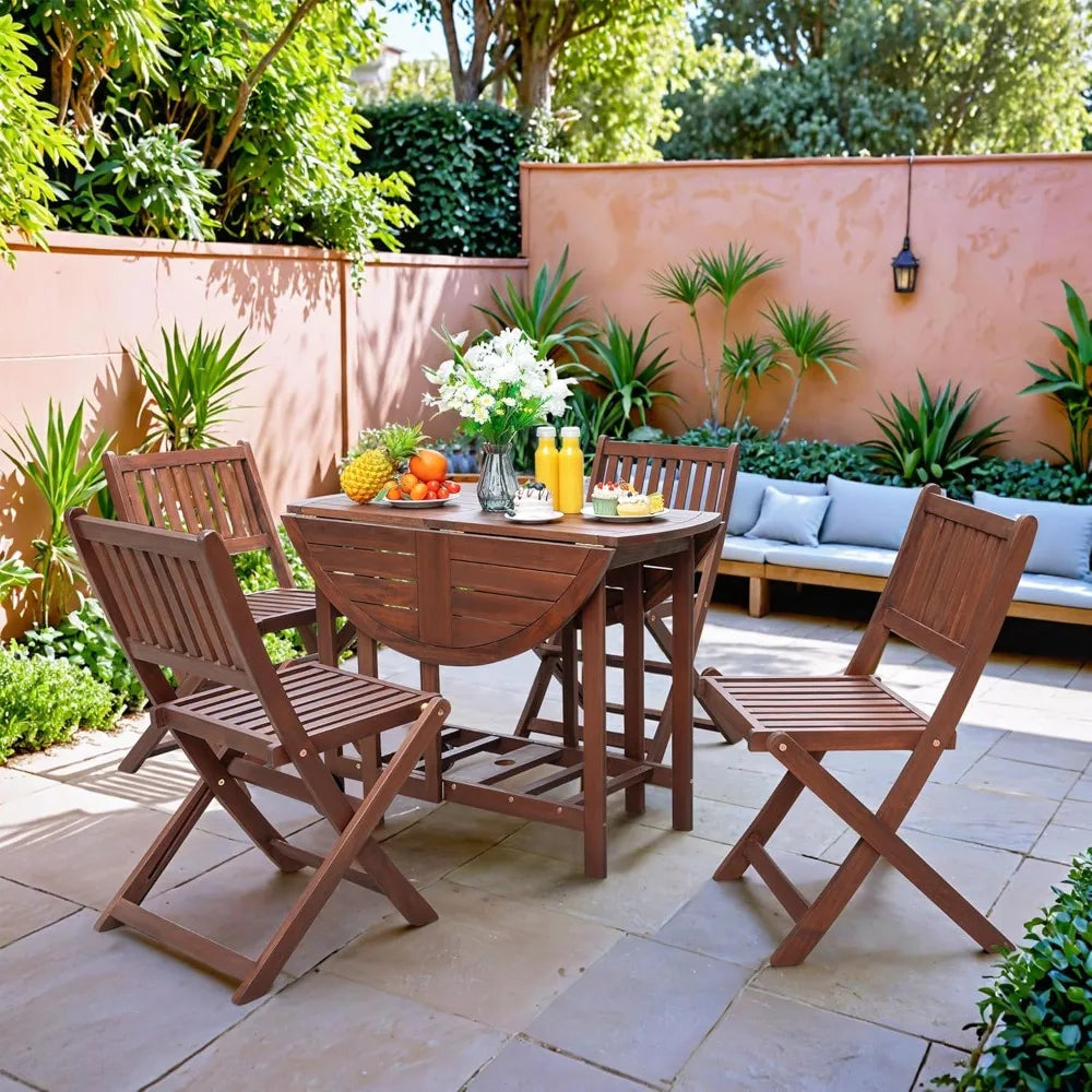 Indoor outdoor 5 Piece Patio Dining Set Acacia Wood