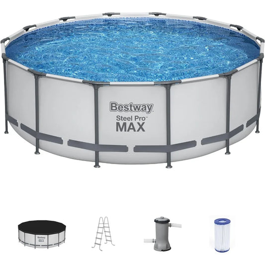Round Metal Frame above Ground Outdoor Swimming Pool Set