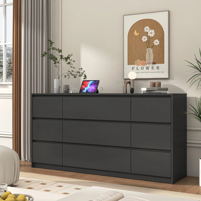 9 Drawer Dresser for Bedroom 63 inches long