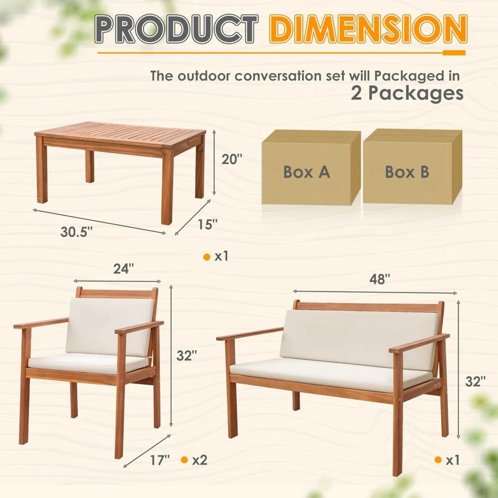 4 Piece Outdoor patio Table Chair Set
