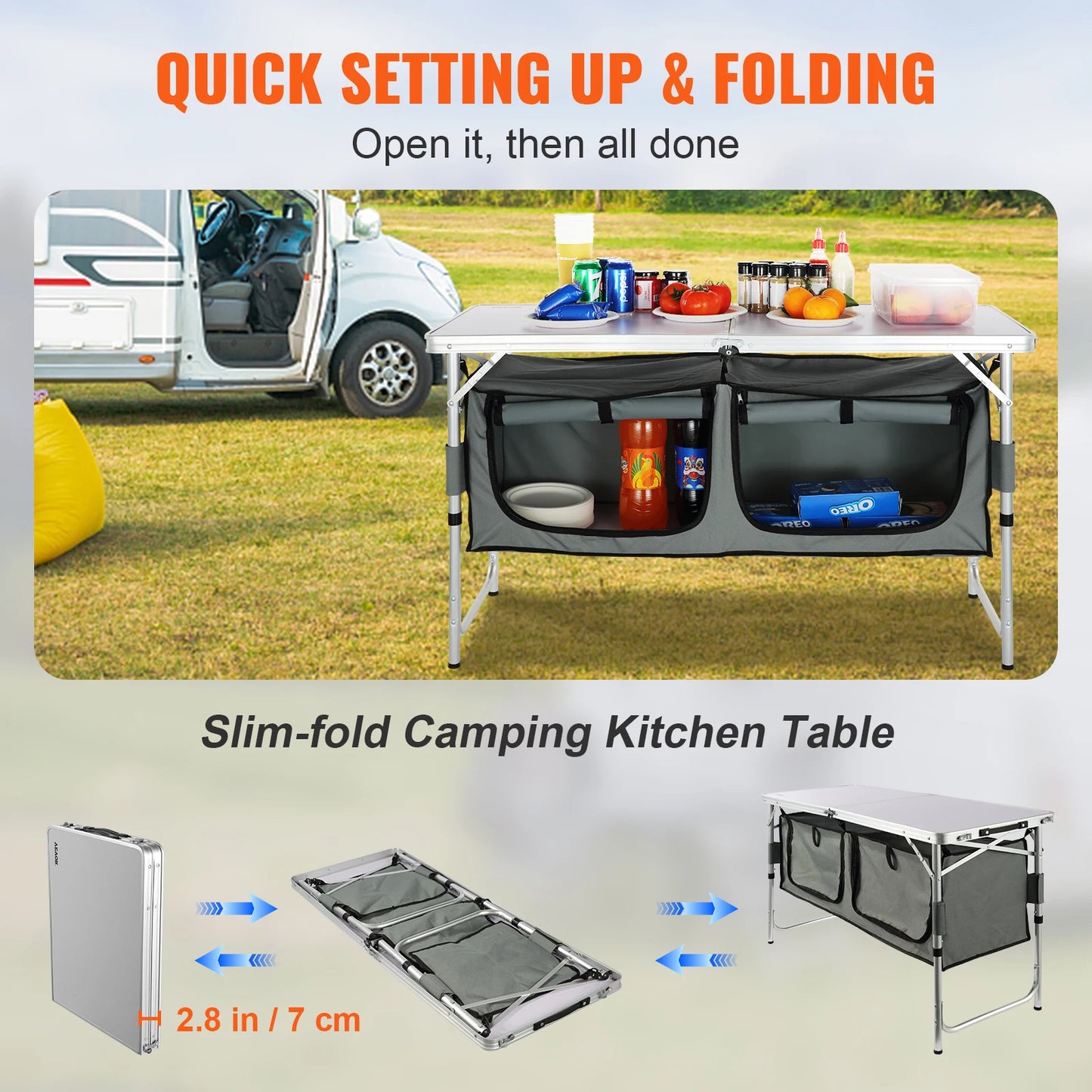 Quick set-up Folding Camping Table.