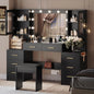 Makeup Vanity Desk with Mirror & Lights, 58.3"