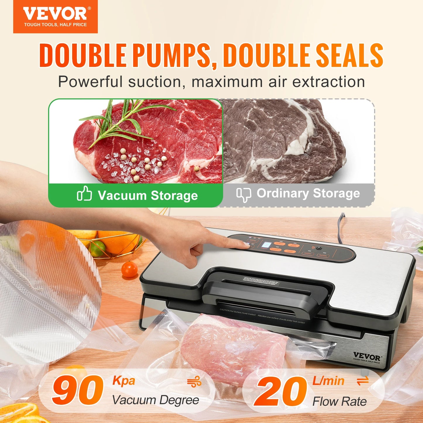 VEVOR 130W Vacuum Sealer Food Packaging Machine