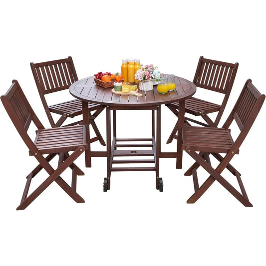 Indoor outdoor 5 Piece Patio Dining Set Acacia Wood