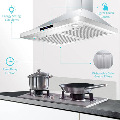 Wall Mount Kitchen 30 inch Duct Convertible Range Hood 700CFM