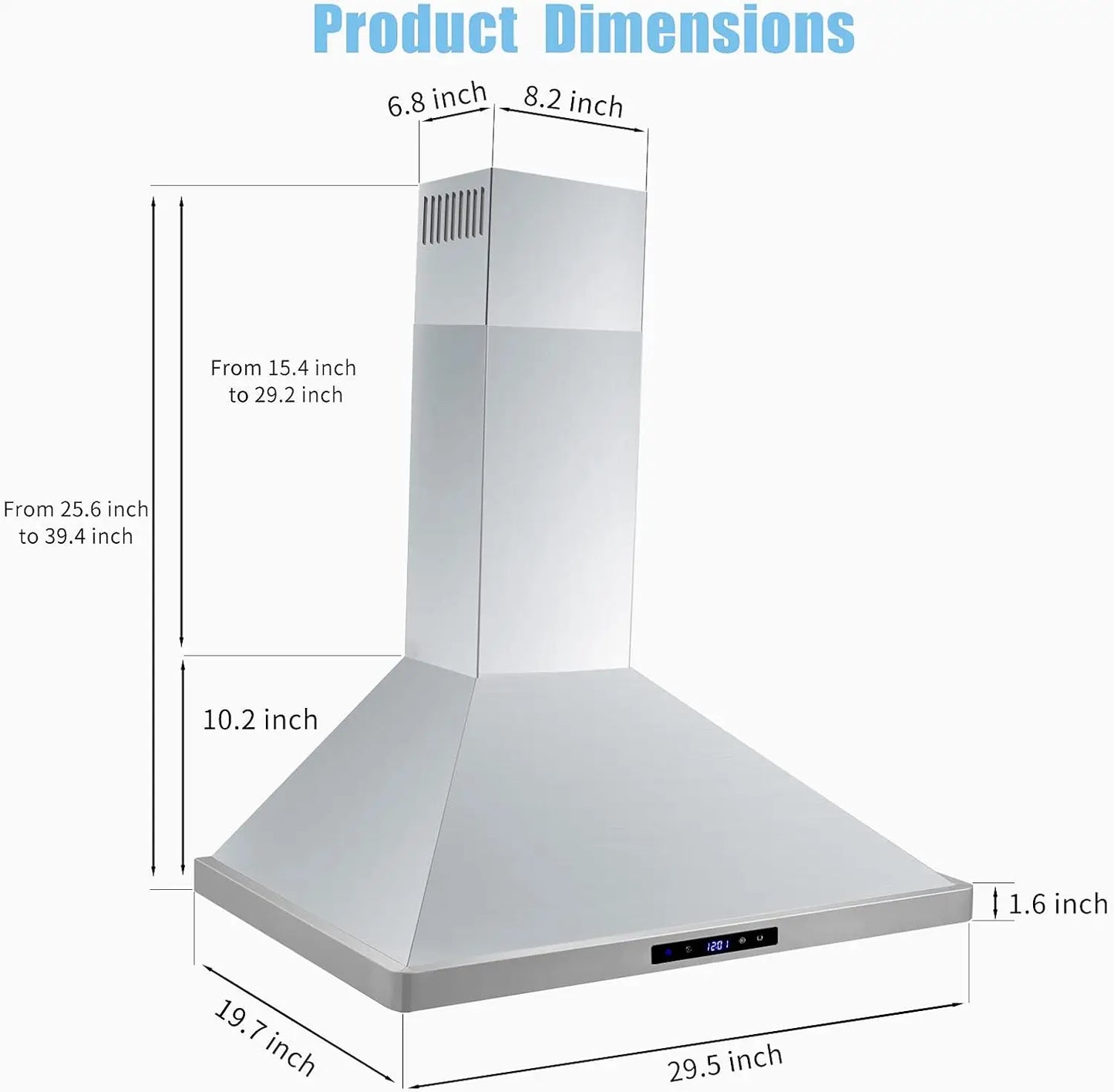 Wall Mount Kitchen 30 inch Duct Convertible Range Hood 700CFM