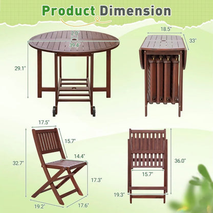 Indoor outdoor 5 Piece Patio Dining Set Acacia Wood