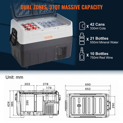 Portable Car Refrigerator with Wheel Compressor Freezer