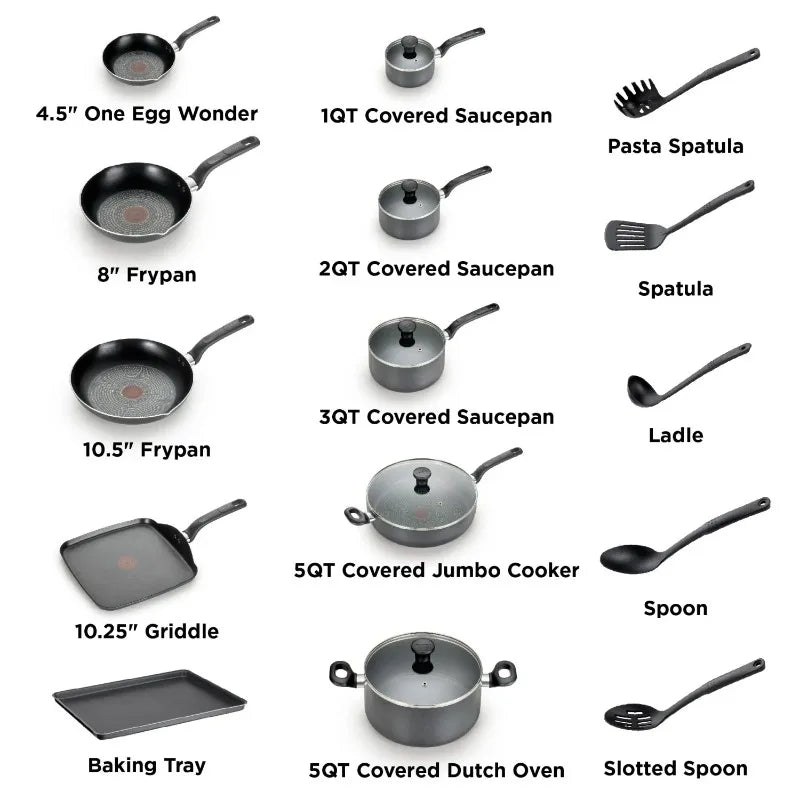Easy Care, 20 Piece Non-Stick Pots and Pans