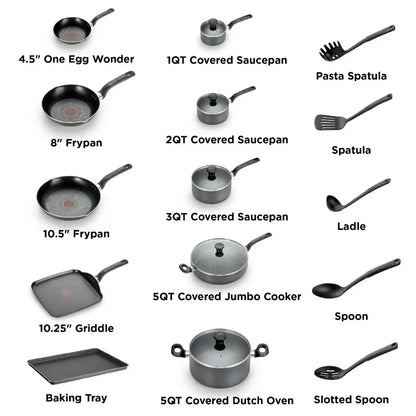 Easy Care, 20 Piece Non-Stick Pots and Pans