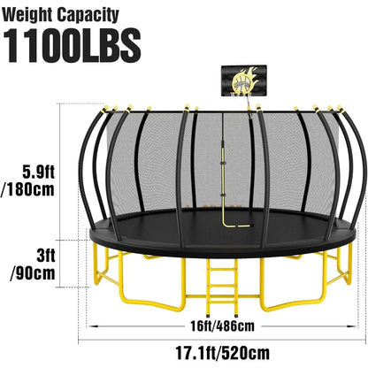 16FT Trampoline with Basketball hoop