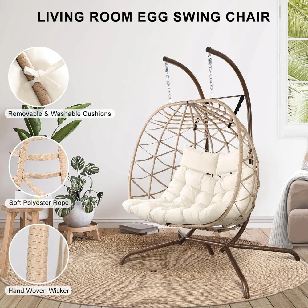 Two person Outdoor Egg Swing Chair with Stand.